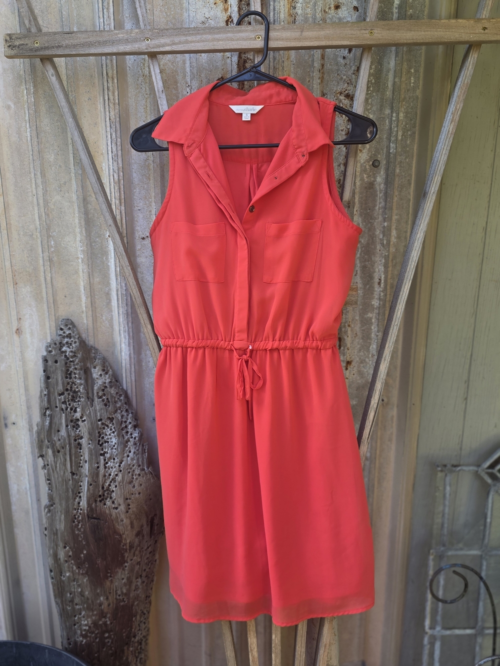 Charlies Bright Coral Sleeveless Midi Dress